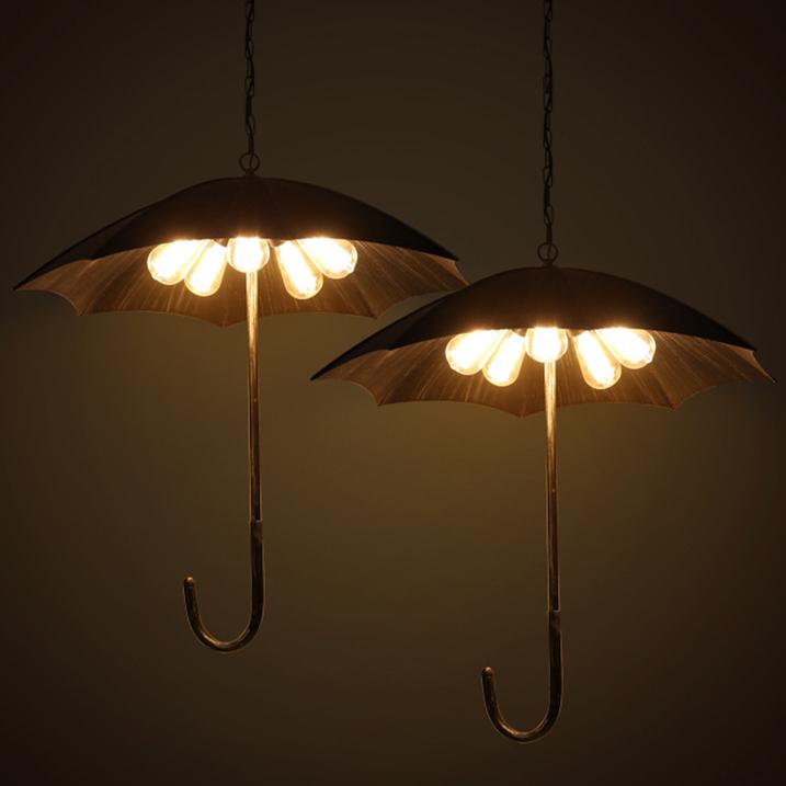 Contemporary Industrial Iron 5-Light Umbrella Chandelier for Living Room
