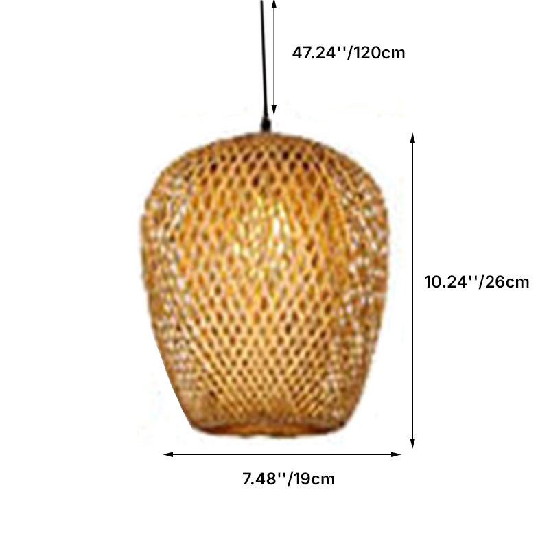 Vintage Bamboo Metal Weaving Round Pendant Light for Living Room