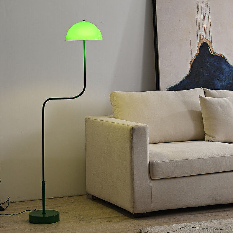 Contemporary Scandinavian Iron Glass Dome Floor Lamp for Study - 1-Light Design