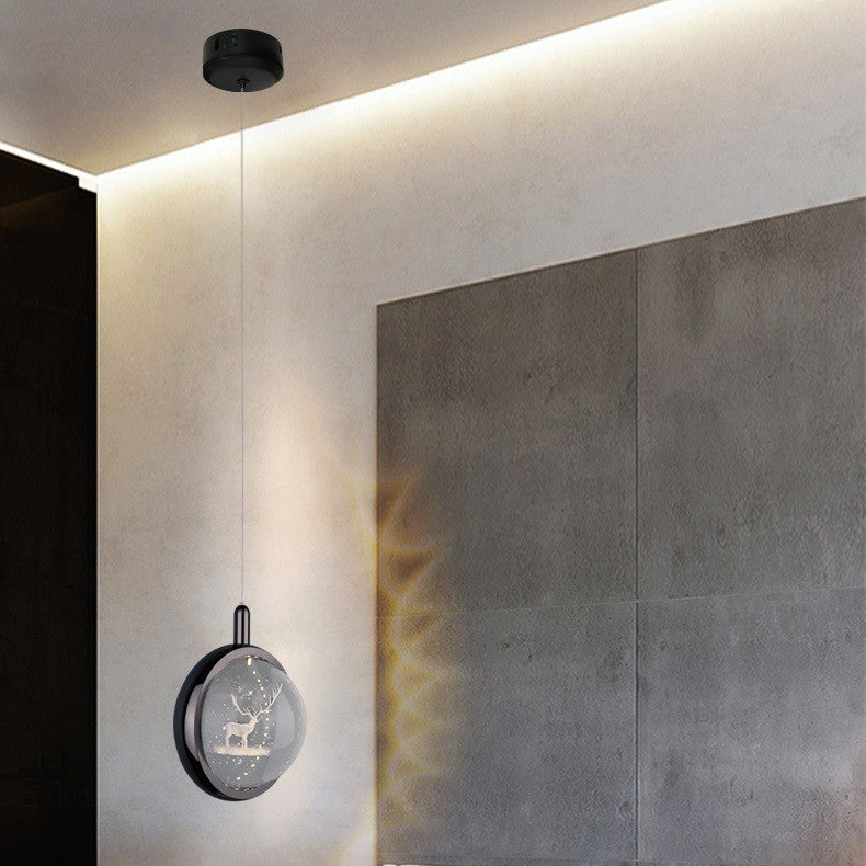 Modern Minimalist Aluminum Crystal LED Pendant Light for Bedroom
