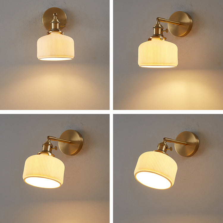 Modern Minimalist Striped Ceramic Wall Sconce Light