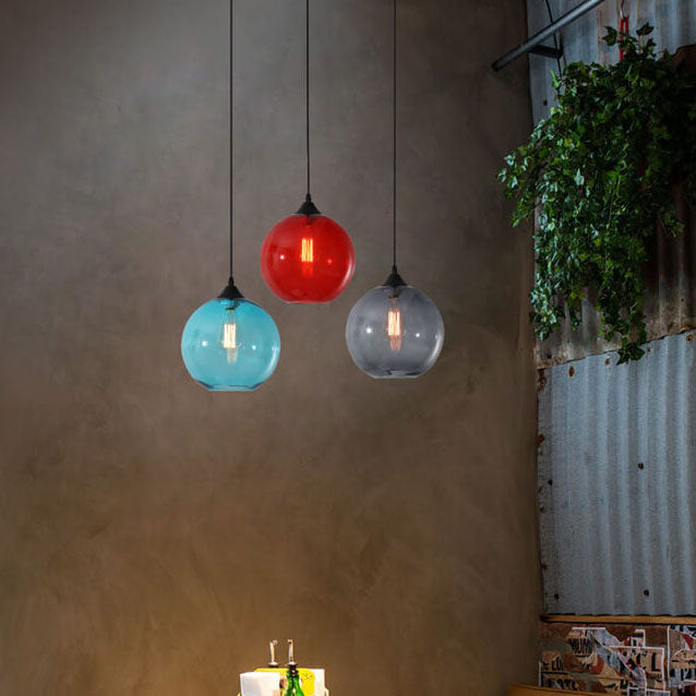 Modern Minimalist Stained Glass Iron 1-Light Pendant for Living Room
