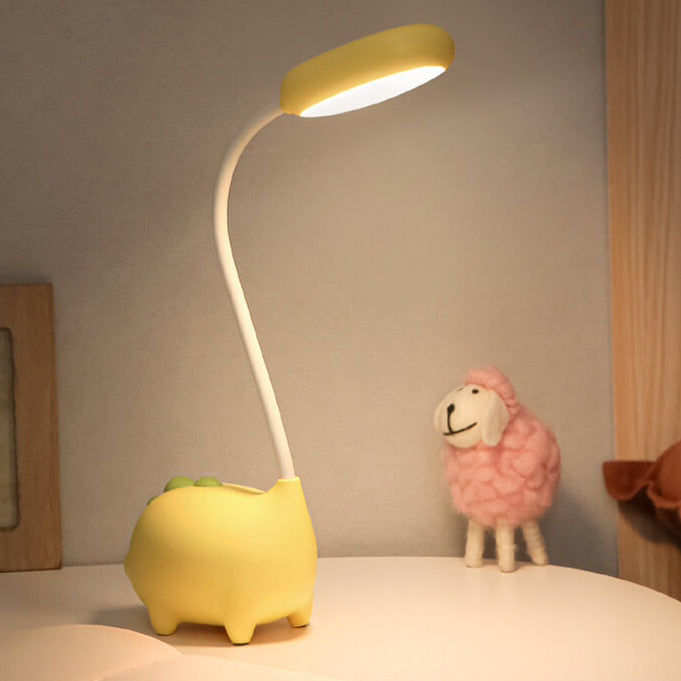 Cartoon Dinosaur Eye Care LED Desk Lamp Rechargeable  
  
Enhance your workspace with this adorable cartoon dinosaur desk lamp. Designed with eye care technology, it provides soft, flicker-free lighting perfect for studying or reading. This rechargeable L