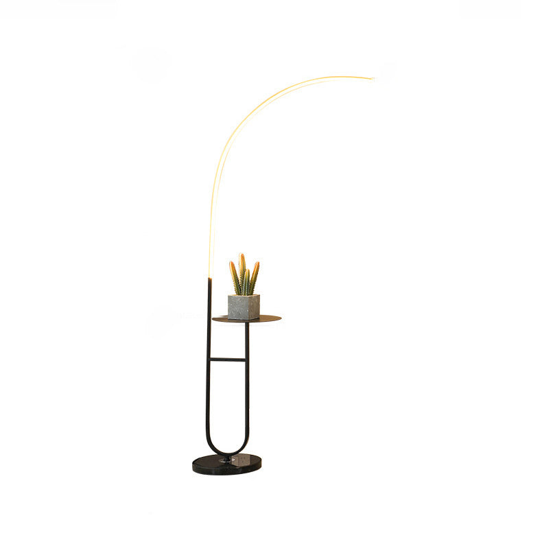 Contemporary Aluminum Strip LED Floor Lamp with Marble Base for Living Room