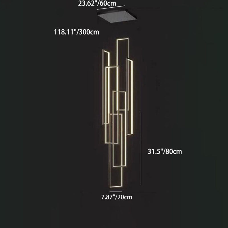 Modern Minimalist LED Chandelier - Iron, Aluminum & Silica Ceiling Plate for Stairway