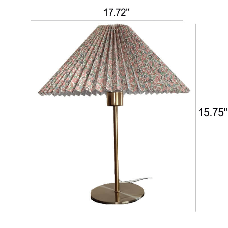 Retro Nostalgic Pleated Umbrella Table Lamp - 1-Light Designer Accent Lighting