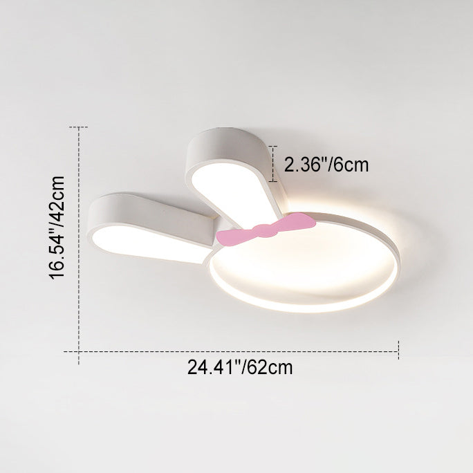 Contemporary Kids Rabbit LED Flush Mount Ceiling Light, Acrylic Bedroom Lighting Fixture, Cute Animal Decor for Children's Room, Modern Flushmount Lighting for Nursery, Playroom, Bedroom Decor, Adjustable Brightness Kids Light, Energy-Efficient Rabbit Lig