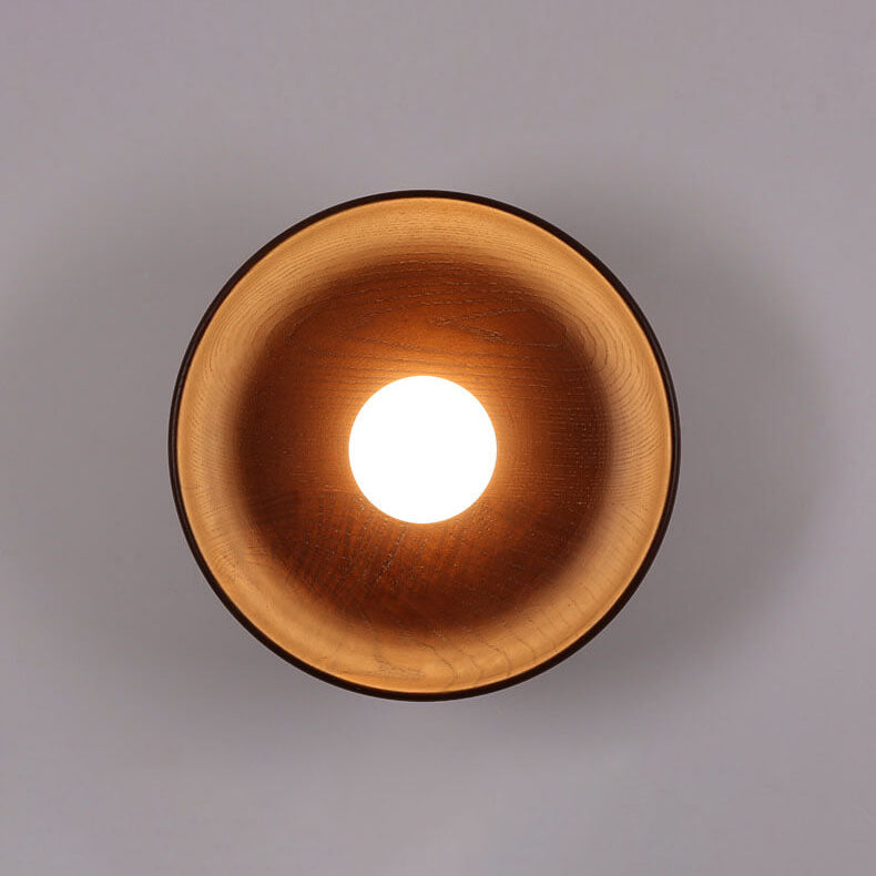 Modern Minimalist Round Wood Wall Sconce Lamp - 1-Light Design, Rustic Home Lighting, Elegant Fixture for Living Room, Bedroom, and Hallway