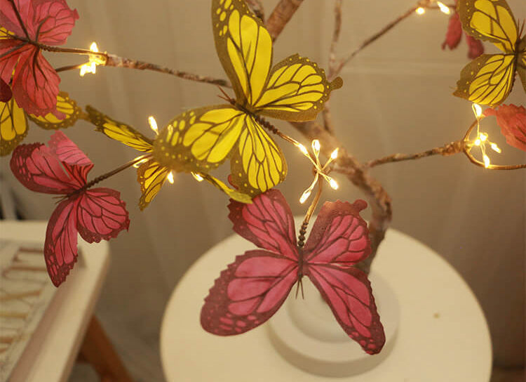 Butterfly LED Tree Light Table Lamp - Colorful Home Decor, Dimmable Night Light, Unique Gift Idea
