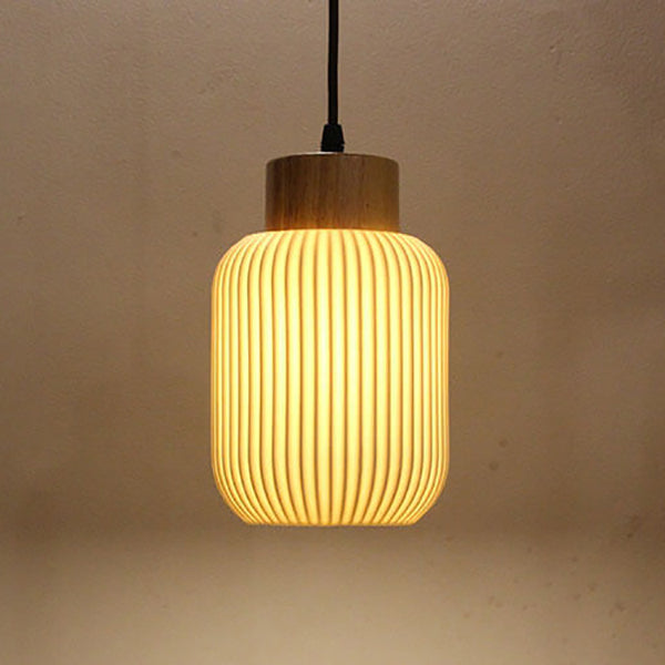 Nordic White Ceramic Cylinder 1-Light Japanese Pendant Light