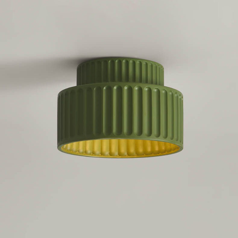 Contemporary Nordic Cream Stripe Hand-Sculpted Resin Flush Mount Ceiling Light for Entryway