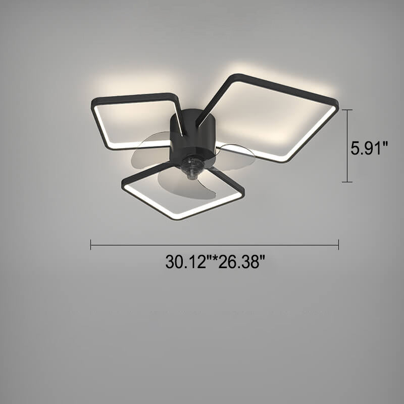Modern Geometric Square Round LED Ceiling Fan Light - Elegant Flush Mount Design, Stylish Home Lighting, Energy Efficient, Contemporary Ceiling Fixture