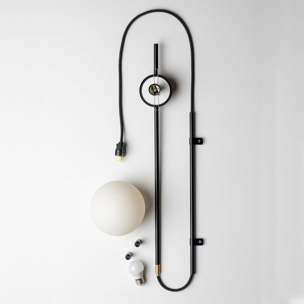 Minimalist Long Pole Glass Globe Wall Sconce Lamp – Modern Lighting Fixture for Home Decor