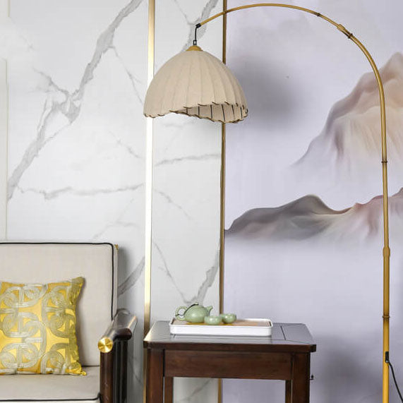 Vintage Fabric Marble Fishing Imitation Bamboo Floor Lamp with Light