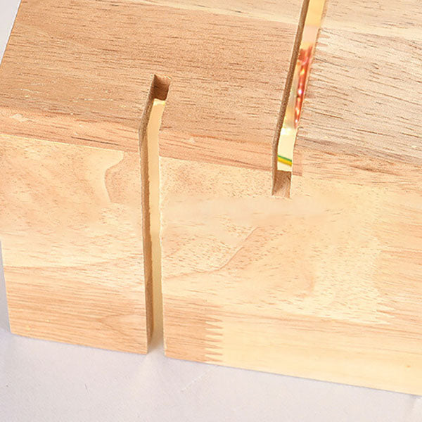 Modern Minimalist Wooden Square Wall Sconce 2-Light Lamp for Bedroom