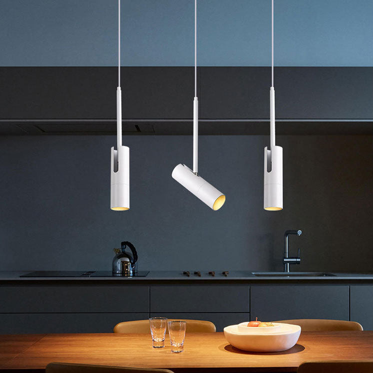Contemporary Nordic Metal Long Barrel Pendant Light for Bedroom