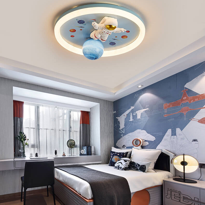 Cartoon Astronaut LED Flush Mount Ceiling Light - Creative Space Decor