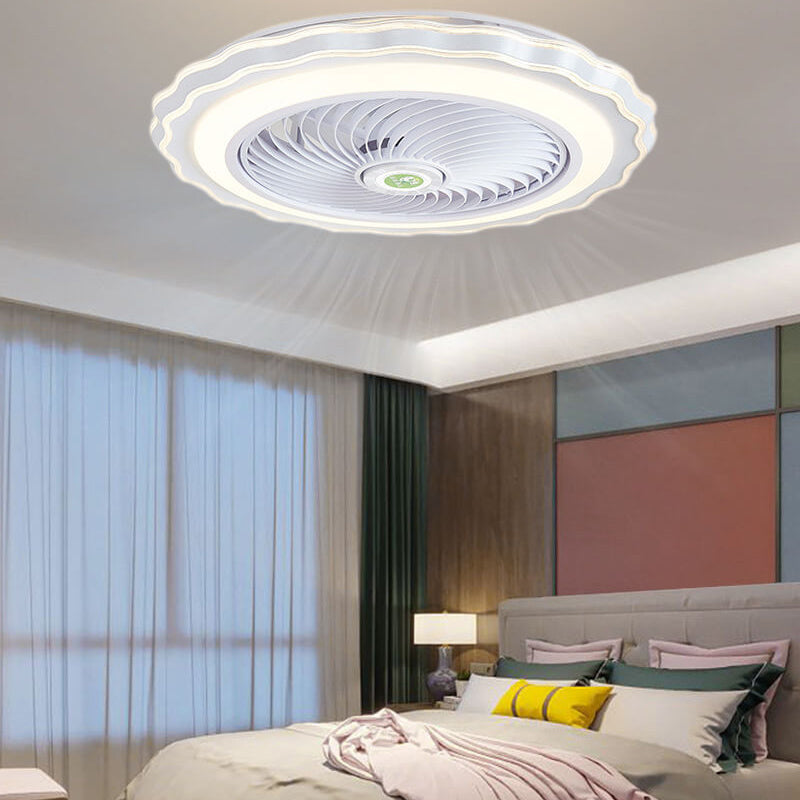 Modern Round Flower LED Flush Mount Ceiling Fan Light
