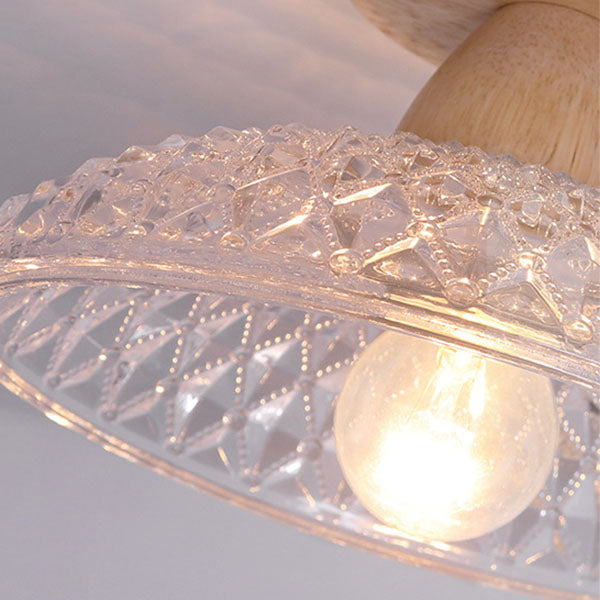 Japanese Minimalist Log Glass Semi-Flush Mount Light