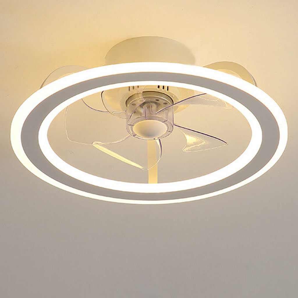 Nordic Creative Round LED Semi-Flush Mount Ceiling Fan Light Fixture