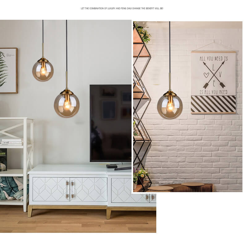 Contemporary Nordic Copper Glass Shade Island Light Chandelier - 1/3/5-Light for Dining Room