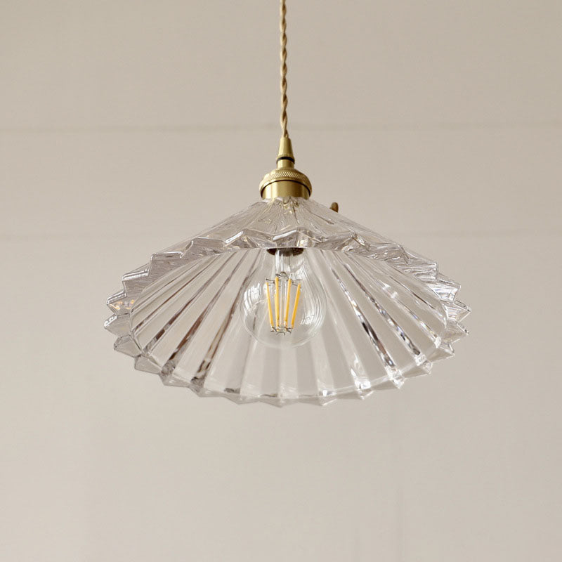 Nordic Minimalist Vintage Clear Brass Pendant Light 1-Light Fixture