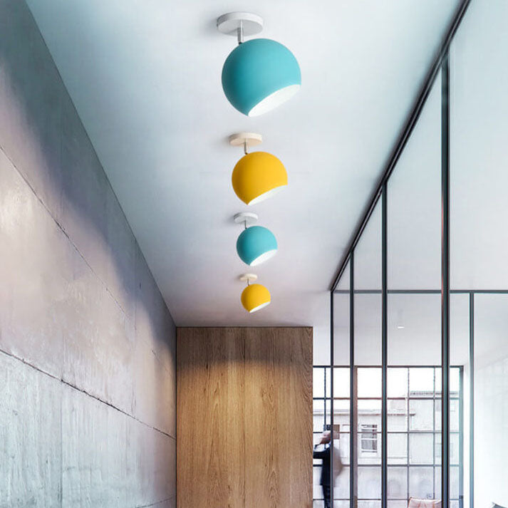Nordic Macaron Dome Semi-Flush Mount Light - Modern Ceiling Fixture, Stylish Lighting for Home, Kitchen, Dining Room, Entryway, Nordic Design