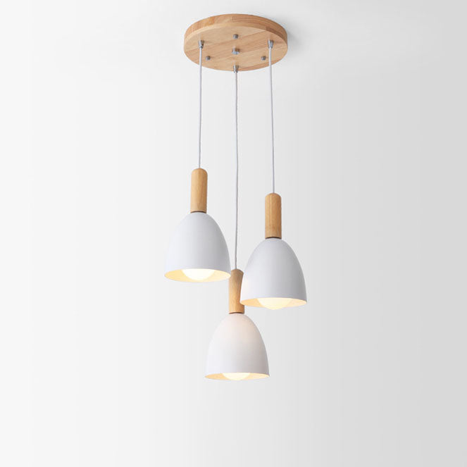 Nordic Minimalist Macaron Chandelier - 1/3-Light Solid Color Design, Modern Hanging Light Fixture for Dining Room or Living Space