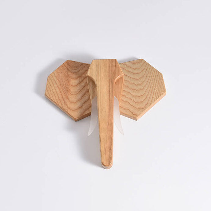 Nordic Solid Wood Elephant LED Wall Sconce Lamp