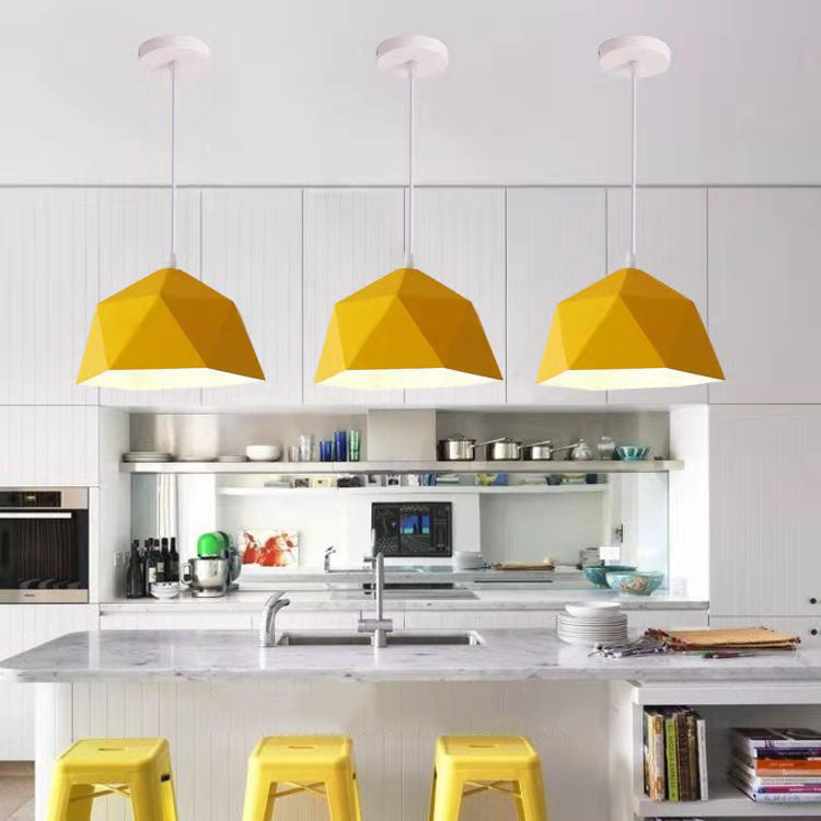 Modern Geometric Macaroon Iron Pendant Light 1-Light Lozenge Design