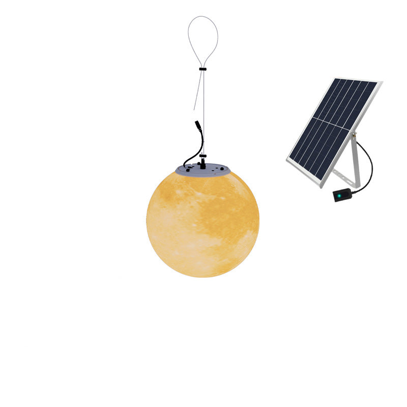 Contemporary Nordic Solar Waterproof PE Resin Round Moon LED Pendant Light for Outdoor Patio