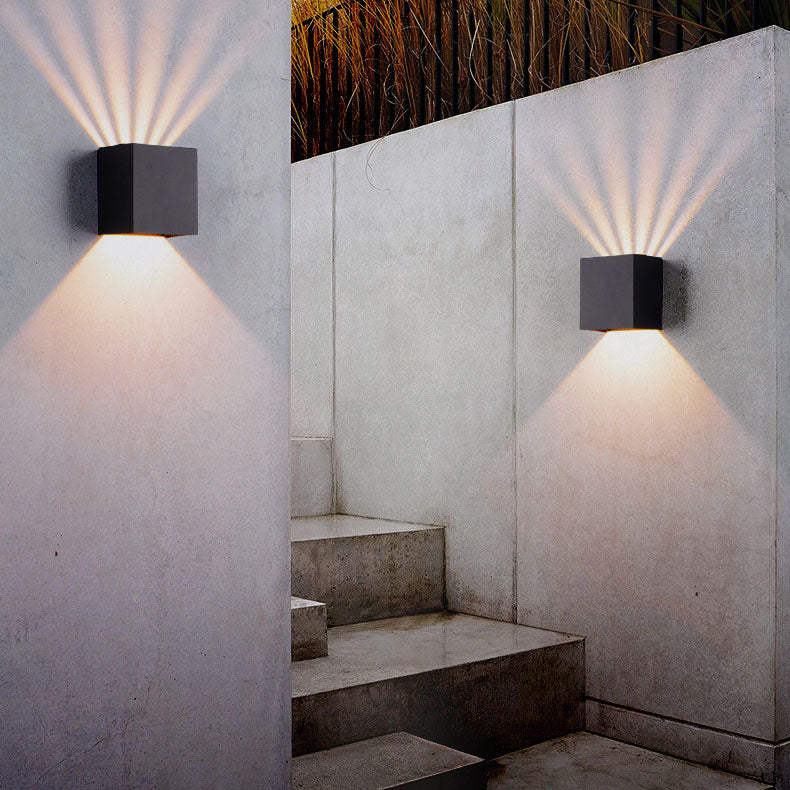 Modern Solid Color Aluminum LED Outdoor Wall Sconce - Waterproof Square Lamp