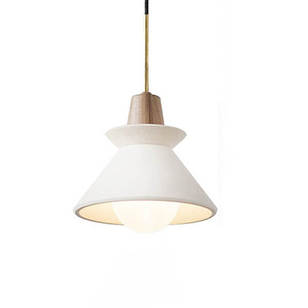 Nordic Minimalist White Cement Pendant Light - 1-Light Tapered Design