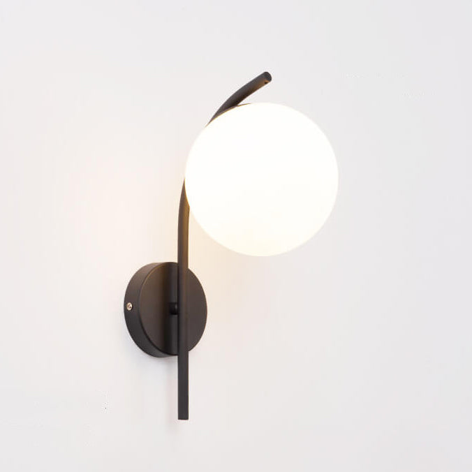 Nordic Arc Glass Globe Wall Sconce - 1-Light Modern Lighting Fixture, Scandinavian Style, Adjustable Mood Light for Living Room, Bedroom, Hallway Decor, Sleek Home Accent