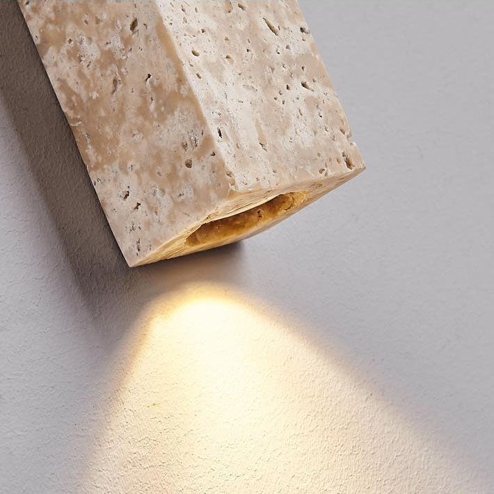 Traditional Japanese Yellow Travertine Lighting Fixture 2-Lights for Hallway