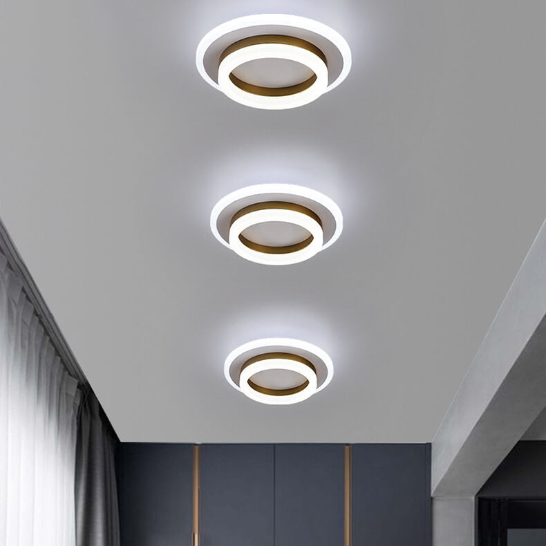 Nordic Simple Acrylic LED Flush Mount Ceiling Light - Square Circle Iron Design