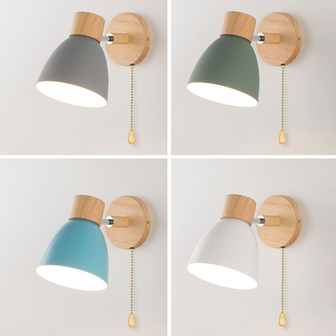 Modern Minimalist Macaron Iron Wood Wall Sconce Lamp - 1 Light Home Decor