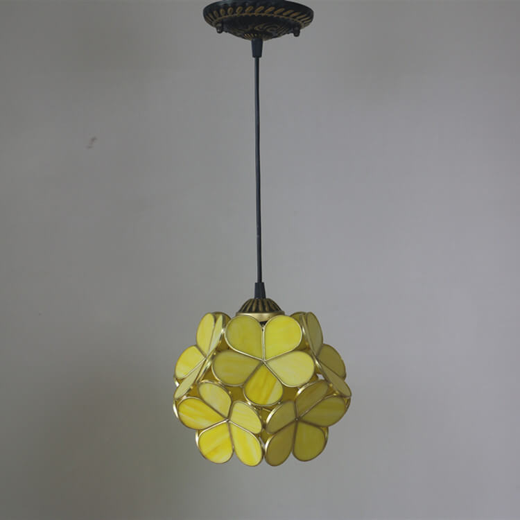 Vintage Stained Glass Petal Pendant Light Fixture