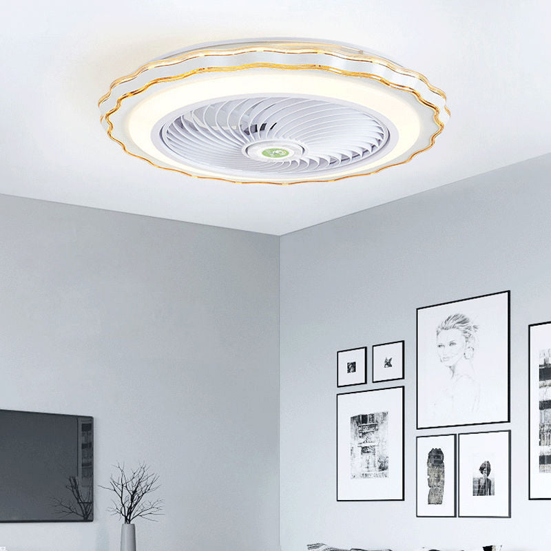 Modern Round Flower LED Flush Mount Ceiling Fan Light