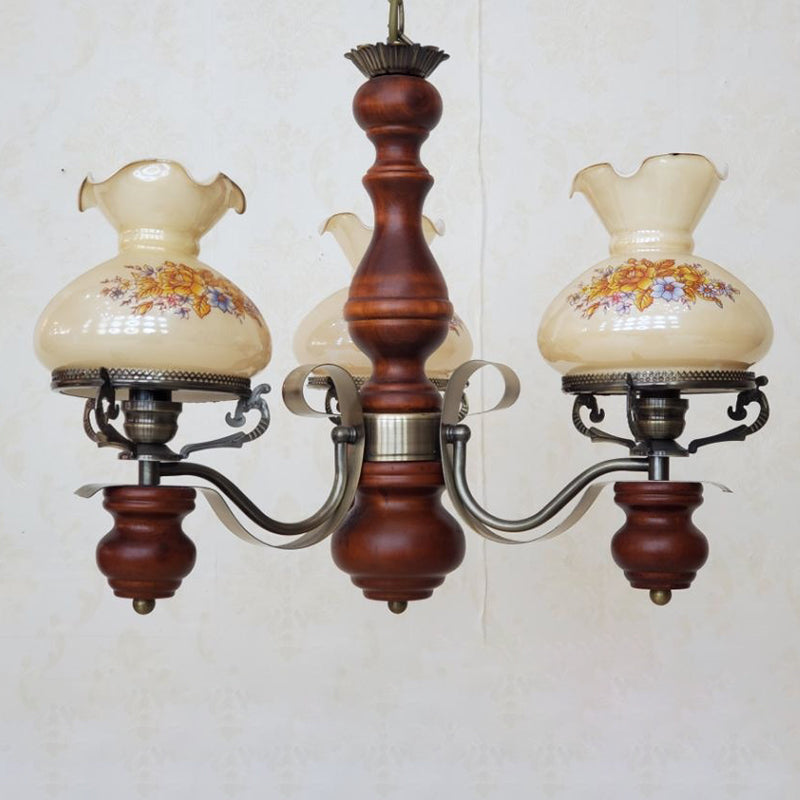 Rustic Iron & Wood 3-Light Candelabra Chandelier for Living Room Decor