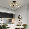 Modern Luxury Iron Glass Magic Bean Semi-Flush Mount Ceiling Light - 4/6/8 Lights for Bedroom