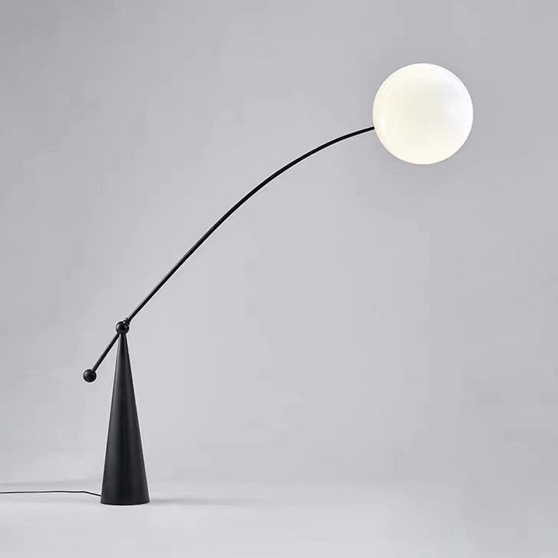 Contemporary Tapered Base Fishing Rod Floor Lamp - 1-Light Iron & Glass Design for Living Room