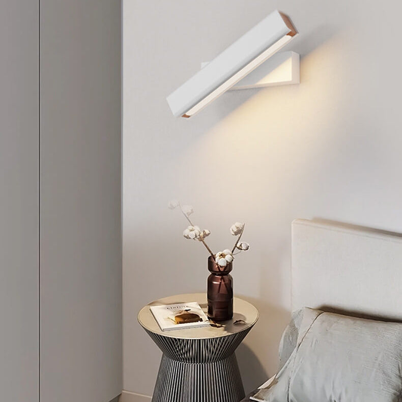 Modern Minimalist LED Wall Sconce - Rectangular Aluminum & Wood Design