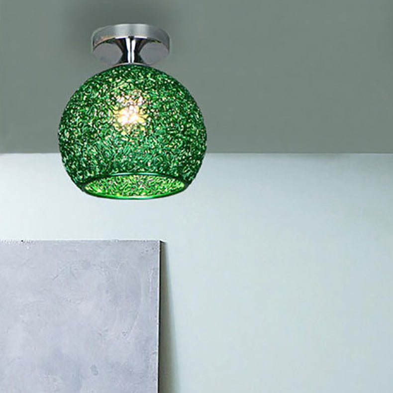 Contemporary Scandinavian Iron Aluminum Weaving Ball Semi-Flush Ceiling Light for Hallway