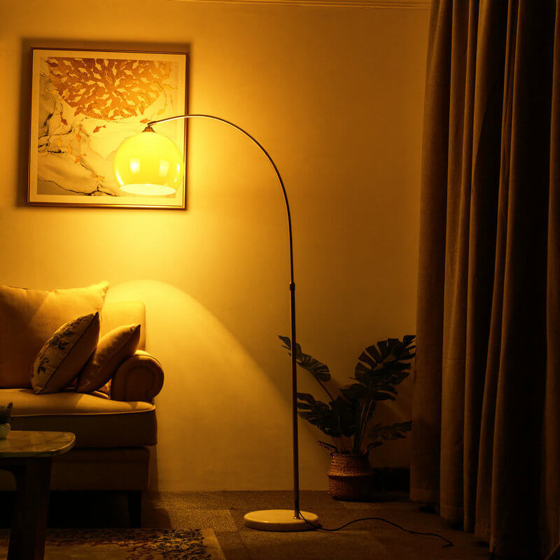Modern Globe Acrylic Shade Fishing Rod Floor Lamp - 1-Light Design, Stylish Home Decor, Contemporary Lighting Solution, Adjustable Height, Unique Fishing Theme