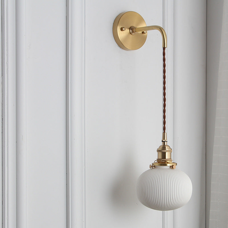 Japanese Retro Minimalist Brass Lucite Wall Sconce 1-Light Lamp