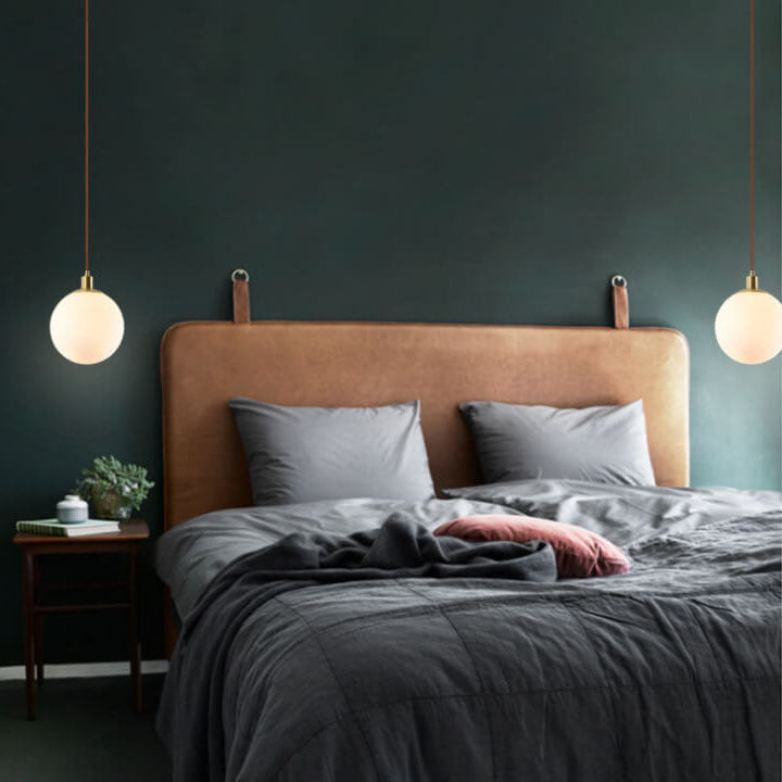 Contemporary Nordic Minimalist 1-Light White Orb Pendant for Bedroom