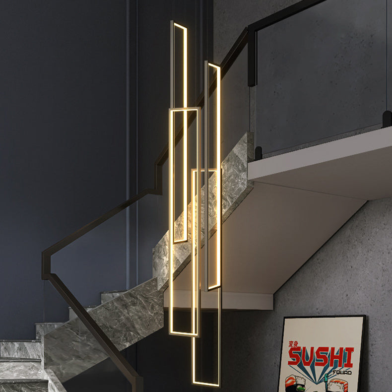 Modern Minimalist LED Chandelier - Iron, Aluminum & Silica Ceiling Plate for Stairway