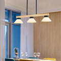 Nordic Solid Wood Cone Glass Shade 3/4 Light Island Chandelier