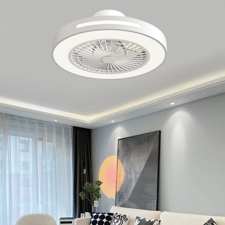 Modern Minimalist Copper LED Flush Mount Ceiling Fan Light